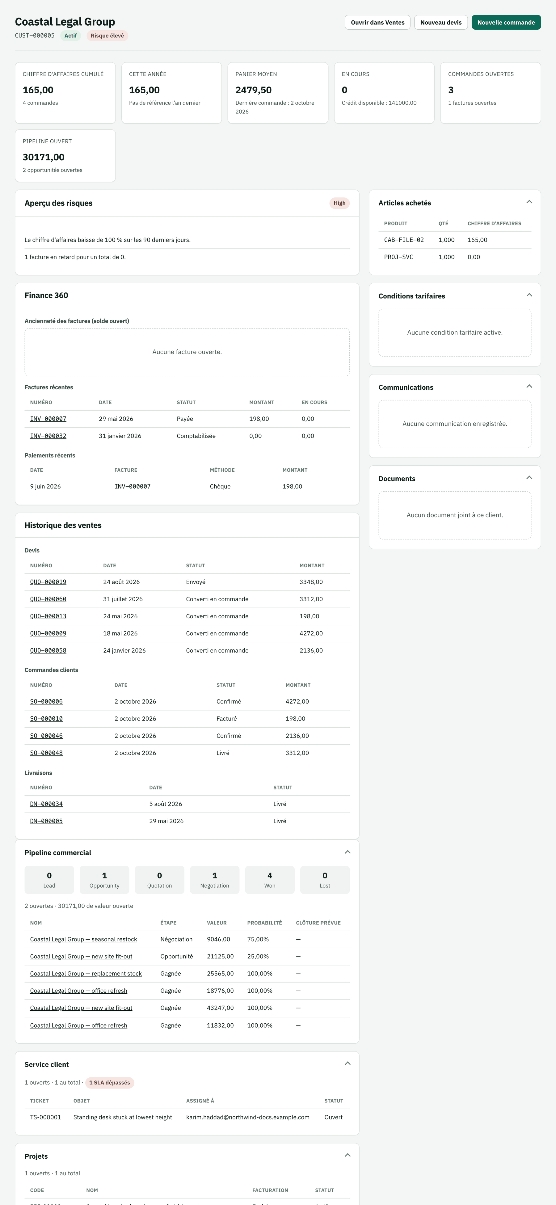 Page Customer 360 de Coastal Legal Group